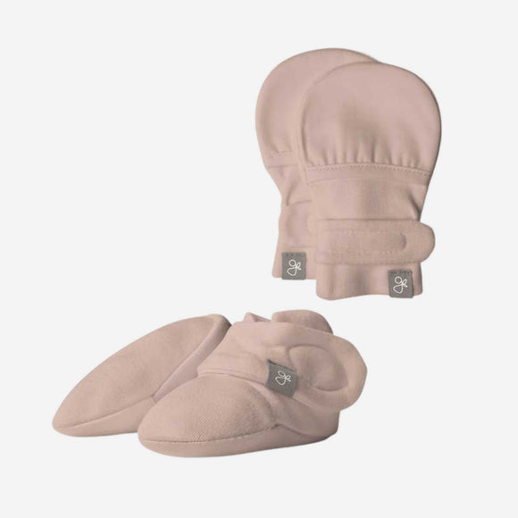 Dearly - Stay On Baby Mitts & Boots Set - Rose / 0-3 Months