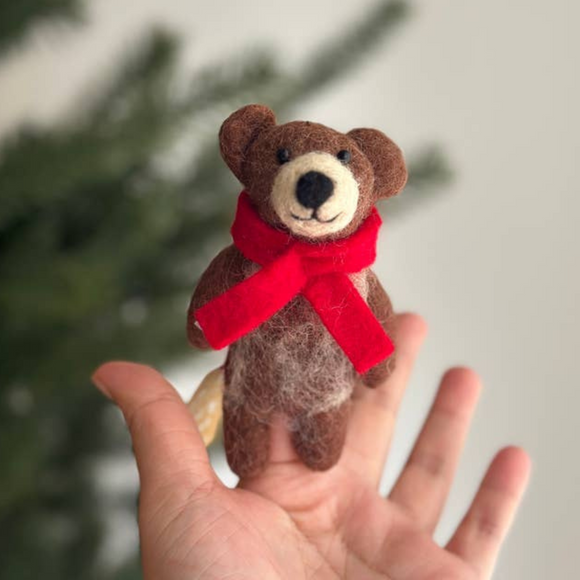 Deer Harbour Design - Felt Finger Puppet - Honey Bear