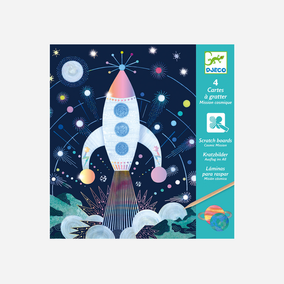 Djeco - Cosmic Mission Metallic Scratch Card Activity Set