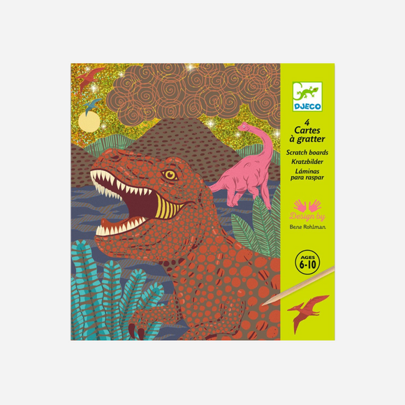 Djeco - When Dinosaurs Reigned Metallic Scratch Card Activity Set