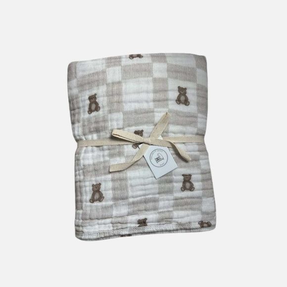 Dreamy Skies Baby - 6 Layer Gauze Blanket - Vintage Teddy