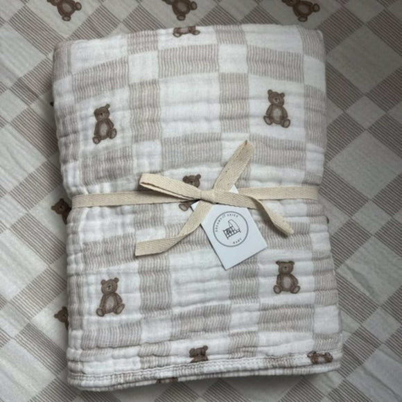 Dreamy Skies Baby - 6 Layer Gauze Blanket - Vintage Teddy