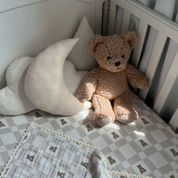 Dreamy Skies Baby - Cotton Gauze Crib Sheet - Vintage Teddy