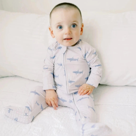 Dreamy Skies Baby - Bamboo Convertible Romper in Sharks