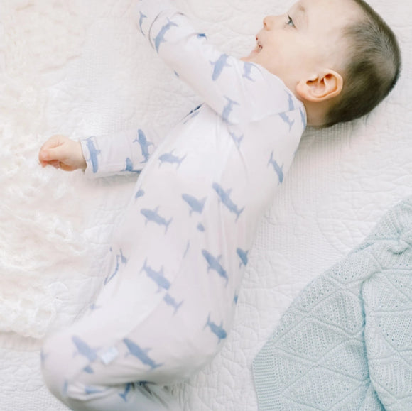 Dreamy Skies Baby - Bamboo Convertible Romper in Sharks
