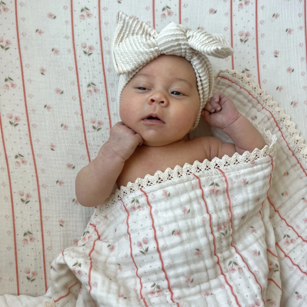 Dreamy Skies Baby - Blush Meadow Cotton Gauze Crib Sheet
