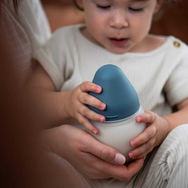 Elhee - Anti-Colic 5 oz Clean Silicone Baby Bottle - Blue Grey
