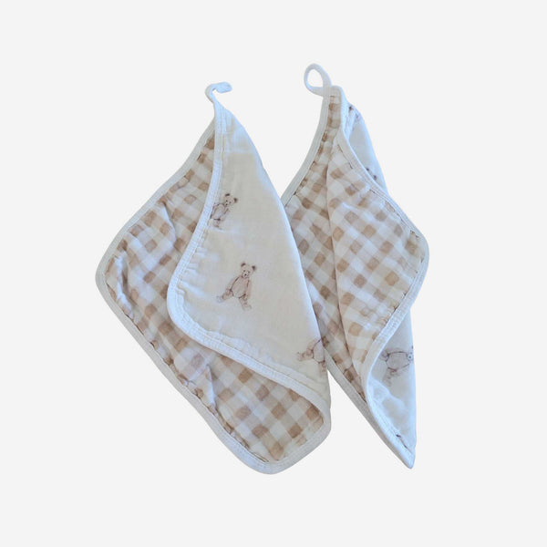 Ellie and Layne - Multi-Use Muslin Cloths - Teddy Bear