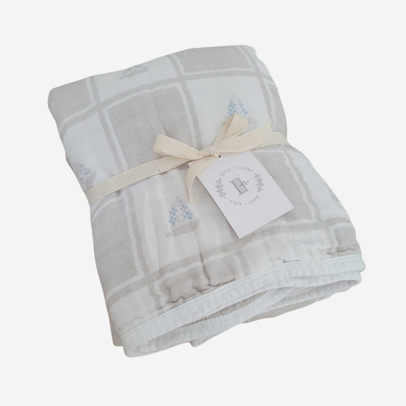 Ellie and Layne - Quilted Sailboats 6 Layer Gauze Blanket