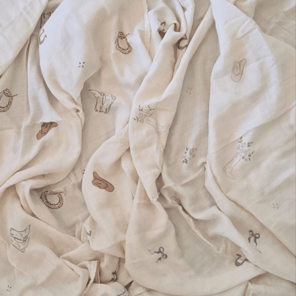 Ellie and Layne - Vintage Cowgirl Bamboo Cotton Muslin Swaddle