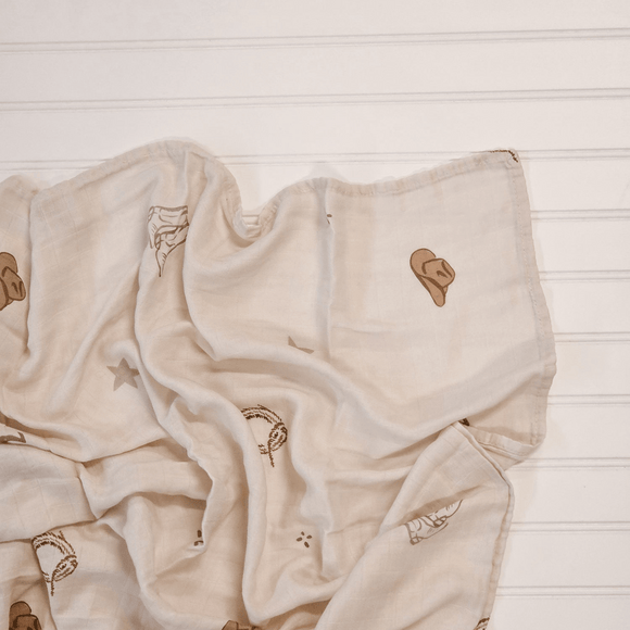 Ellie and Layne - Vintage Cowboy Bamboo Cotton Muslin Swaddle