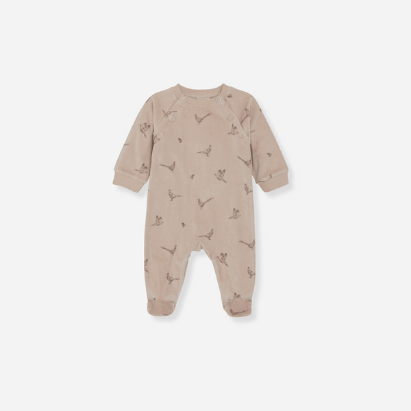 FIXONI - Long Sleeve Velour Romper- Moonlight