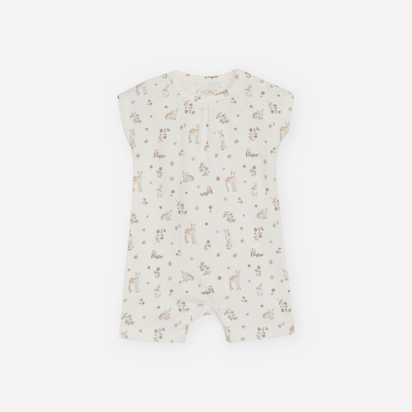 FIXONI - Organic Romper with out Feet - Silver Peony
