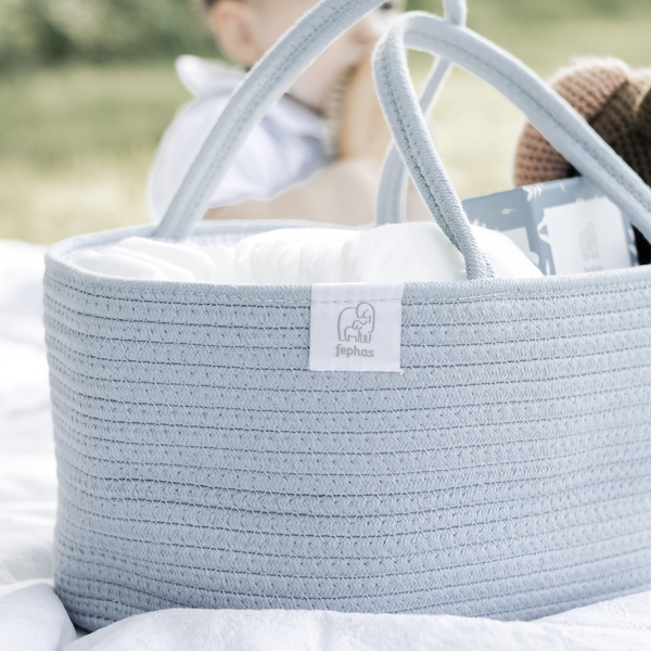 Fephas - Rope Diaper Caddy - Misty Blue