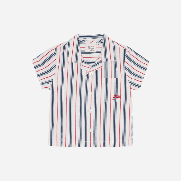 Flöss - Miles Short Sleeved Shirt - Red / Blue Stripes