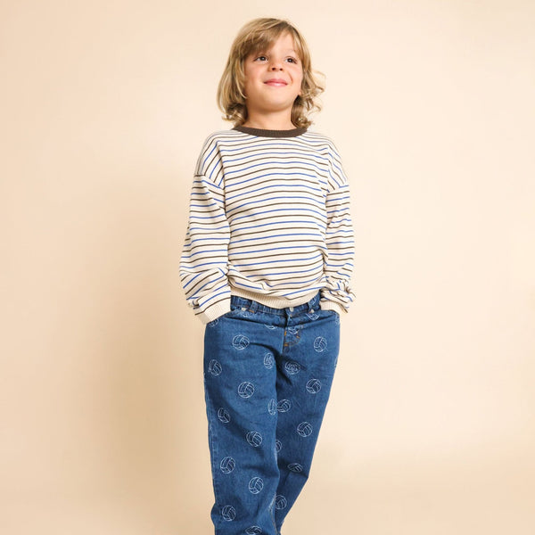 Flöss - Storm Sweater Cream - Mosswood Stripe