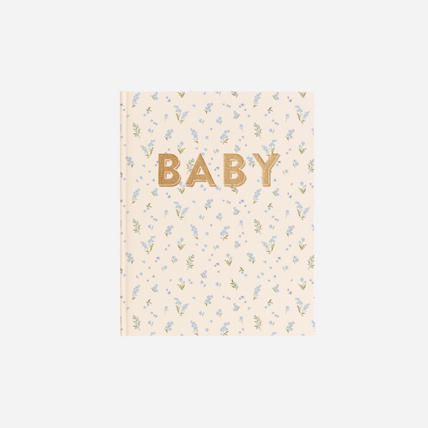 Fox & Fallow - Gold-Foil Linen Baby Book with Box - Forget Me Not