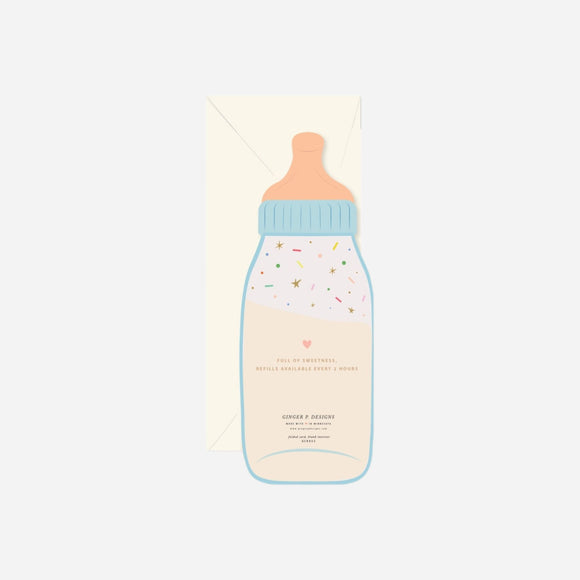 Ginger P. Designs - Baby Bottle Die-Cut Greeting Card