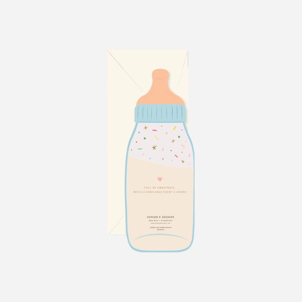 Ginger P. Designs - Baby Bottle Die-Cut Greeting Card