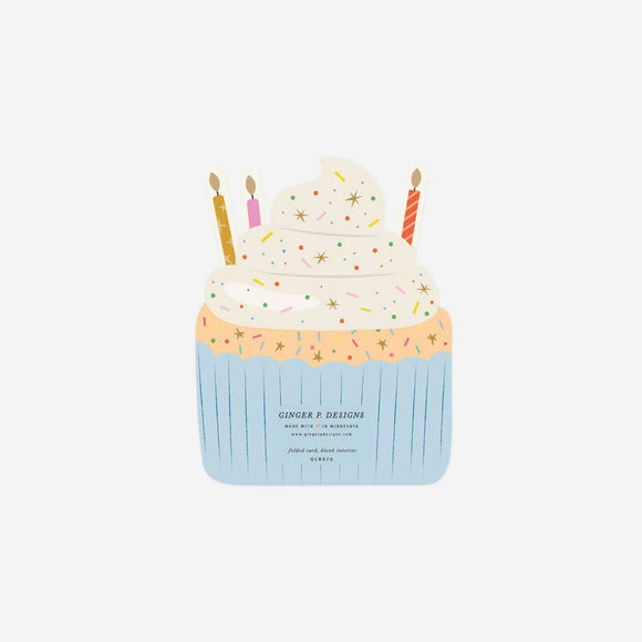 Ginger P. Designs - Birthday Cupcake Die-Cut Folded Greeting Card