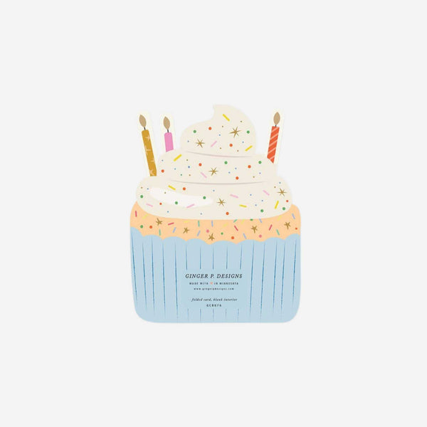 Ginger P. Designs - Birthday Cupcake Die-Cut Folded Greeting Card