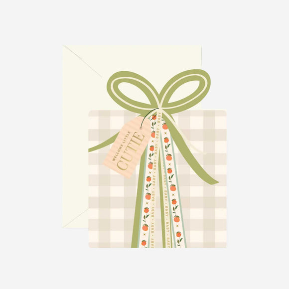 Ginger P. Designs - Cutie Gingham Baby Gift Die-Cut Greeting Card