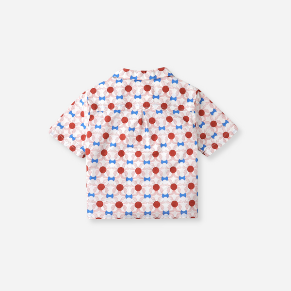 Gingersnaps - Baby Boys Tile Print Shirt with Swiss Piping