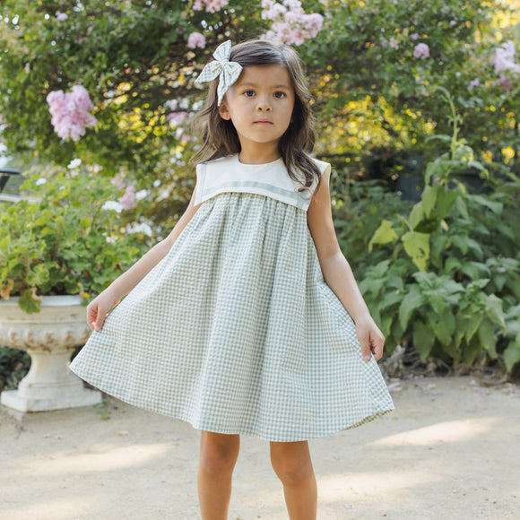 Girls Easter Dress | Daisy Dress in Eucalyptus Check by Noralee