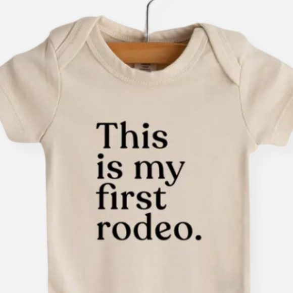 Gladfolk - Organic This Is My First Rodeo Modern Baby Bodysuit - Cream