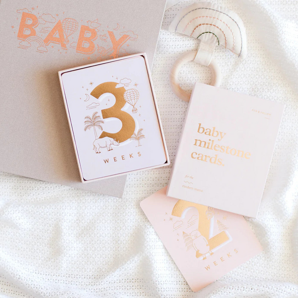 Fox & Fallow - Gold-Foil Baby Milestone Cards - Cream