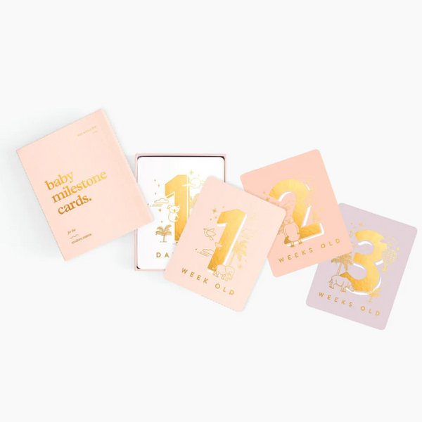 Fox & Fallow - Gold-Foil Baby Milestone Cards - Cream