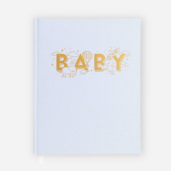 Fox & Fallow - Gold-Foil Linen Baby Book with Box - Powder