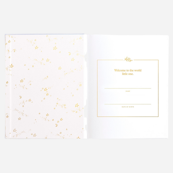 Fox & Fallow - Gold-Foil Linen Baby Book with Box - Powder