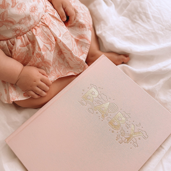 Fox & Fallow - Gold-Foil Linen Baby Book - Rose Boxed
