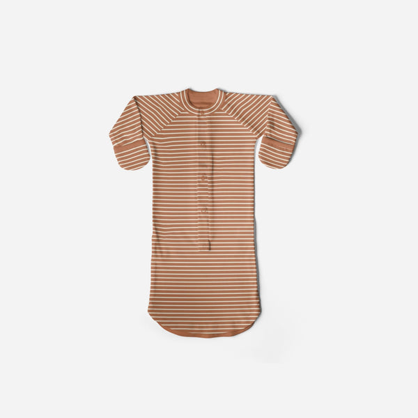 Goumikids - 24 Hour Convertible Sleeper Baby Gown - Clay Stripe