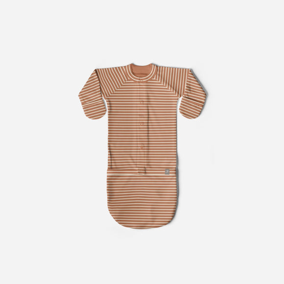 Goumikids - 24 Hour Convertible Sleeper Baby Gown - Clay Stripe
