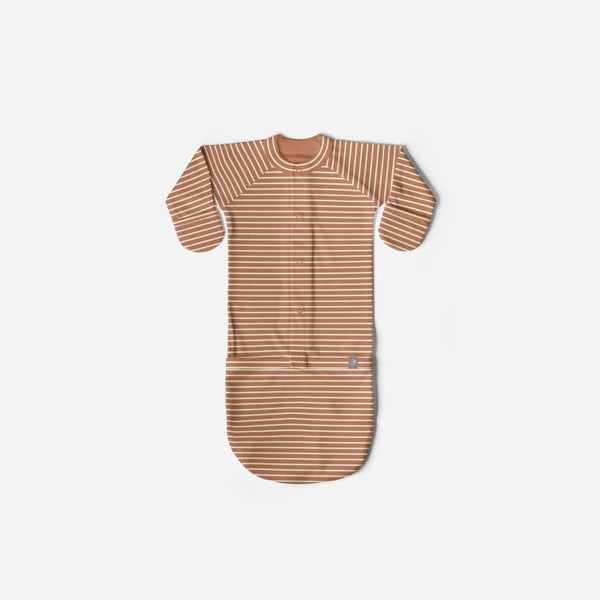 Goumikids - 24 Hour Convertible Sleeper Baby Gown - Clay Stripe