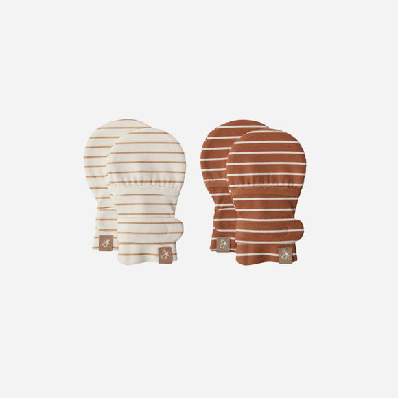 Goumikids - Stay On Mitts - 2-Pack - Dune Stripe + Clay Stripe