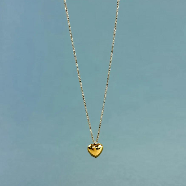 Helmsie - Mama & Me 24k Gold-Plated Matching Necklace Set - Puff Heart