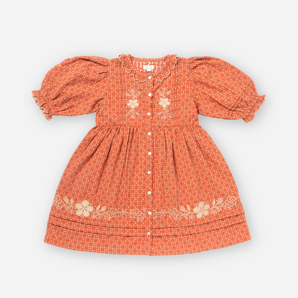 Lali - Ivy Dress - Auburn Yarn Dye with Embroidery