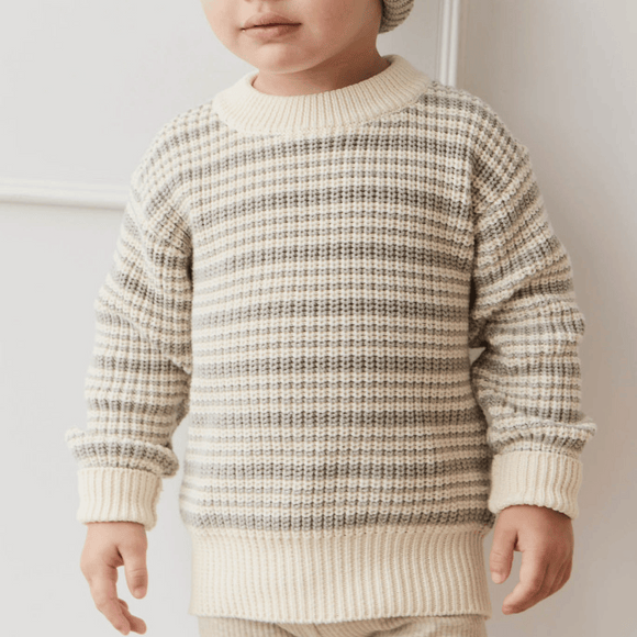 Jamie Kay - Leon Jumper - Harvest Stripe Moss/Cassava