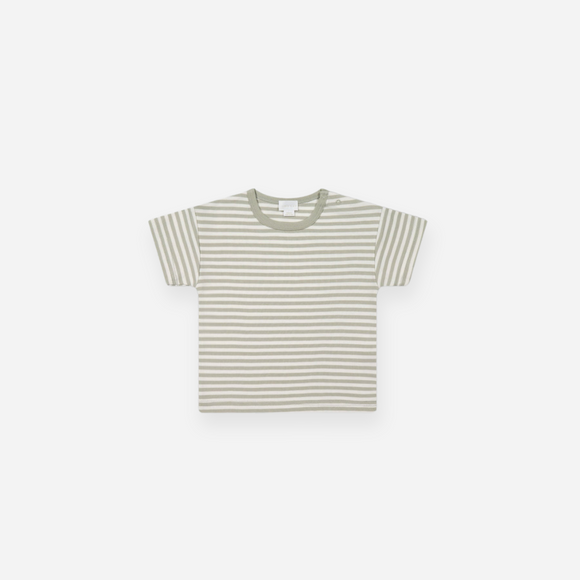 Jamie Kay - Pima Cotton Hunter Tee - Narrow Stripe Moss/Cloud