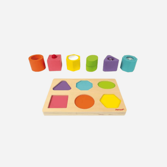 Janod - Shapes & Sound 6-Block Wood Puzzle