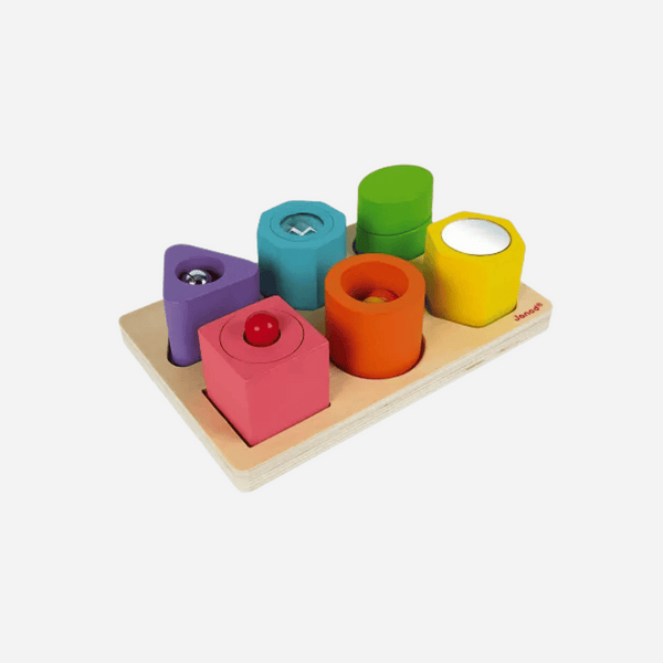 Janod - Shapes & Sound 6-Block Wood Puzzle