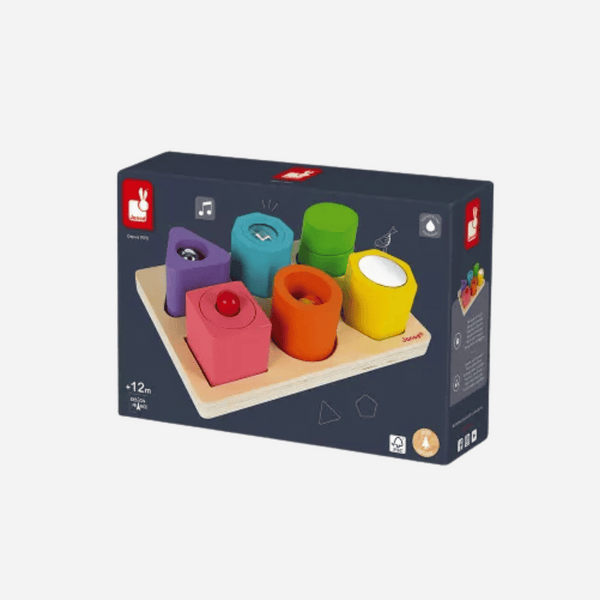 Janod - Shapes & Sound 6-Block Wood Puzzle