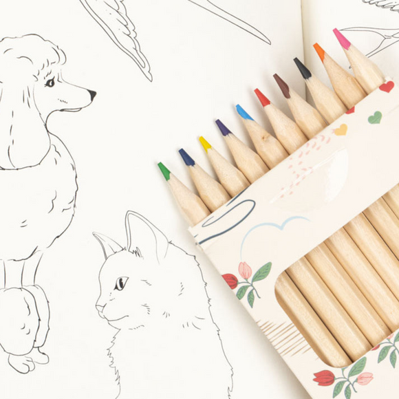 Konges Sløjd - Coloring Book and Colored Pencil Set - Mizumi