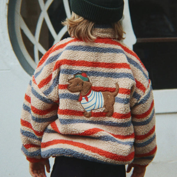 Konges Sløjd - Jody Embroidery Teddy Jacket - Tangerine Stripe