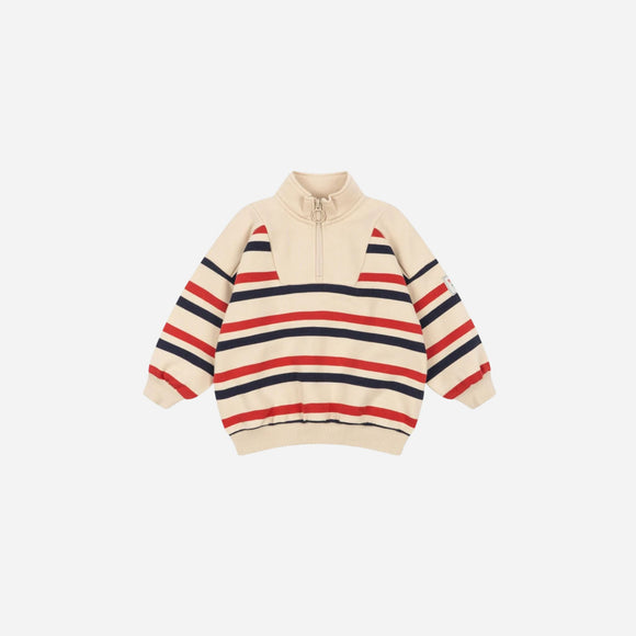 Konges Sløjd - Loupy Half Zip Sweat Top - Tangerine Stripe