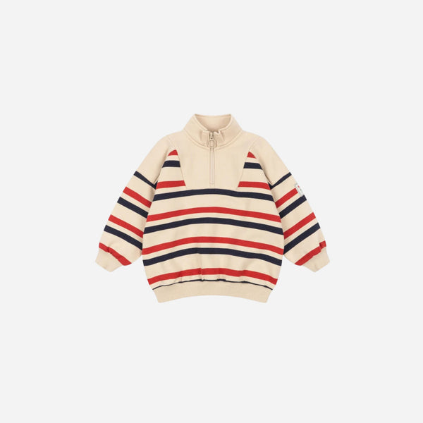 Konges Sløjd - Loupy Half Zip Sweat Top - Tangerine Stripe