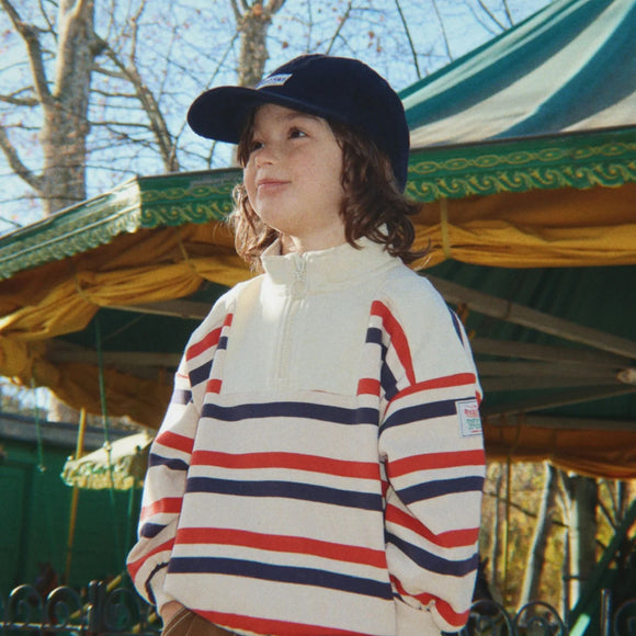 Konges Sløjd - Loupy Half Zip Sweat Top - Tangerine Stripe